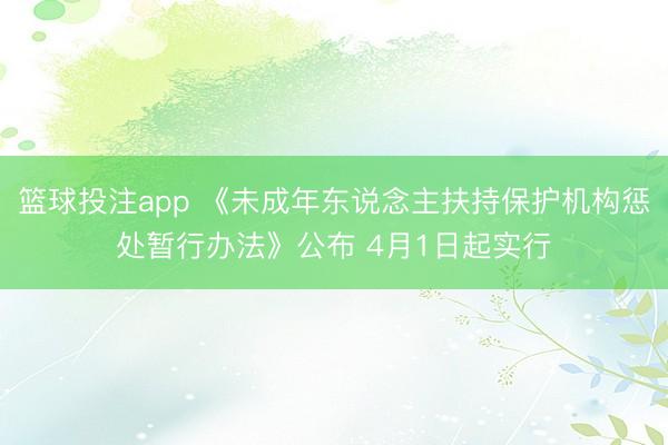 篮球投注app 《未成年东说念主扶持保护机构惩处暂行办法》公布 4月1日起实行