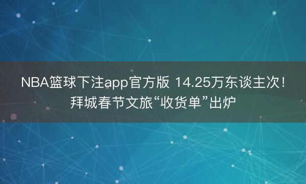 NBA篮球下注app官方版 14.25万东谈主次!拜城春节文旅“收货单”出炉