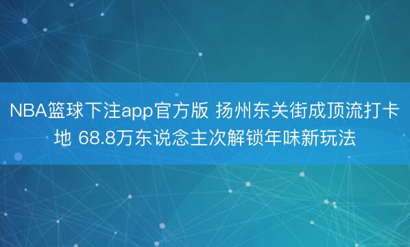 NBA篮球下注app官方版 扬州东关街成顶流打卡地 68.8万东说念主次解锁年味新玩法