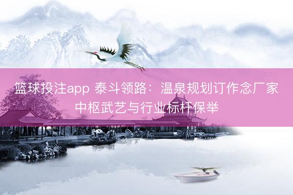 篮球投注app 泰斗领路:温泉规划订作念厂家中枢武艺与行业标杆保举